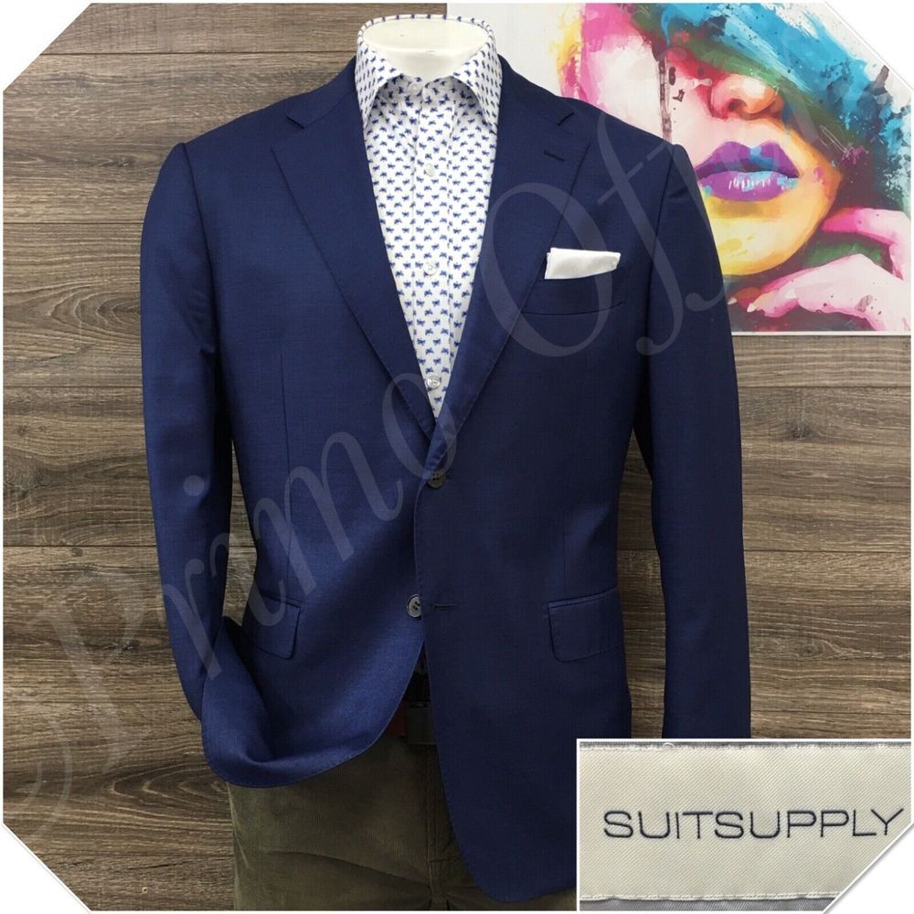 SUITSUPPLY Mens Blazer Sport Coat Casual Jacket Size 46R‎ Slim Wool Suit (SPOTS)